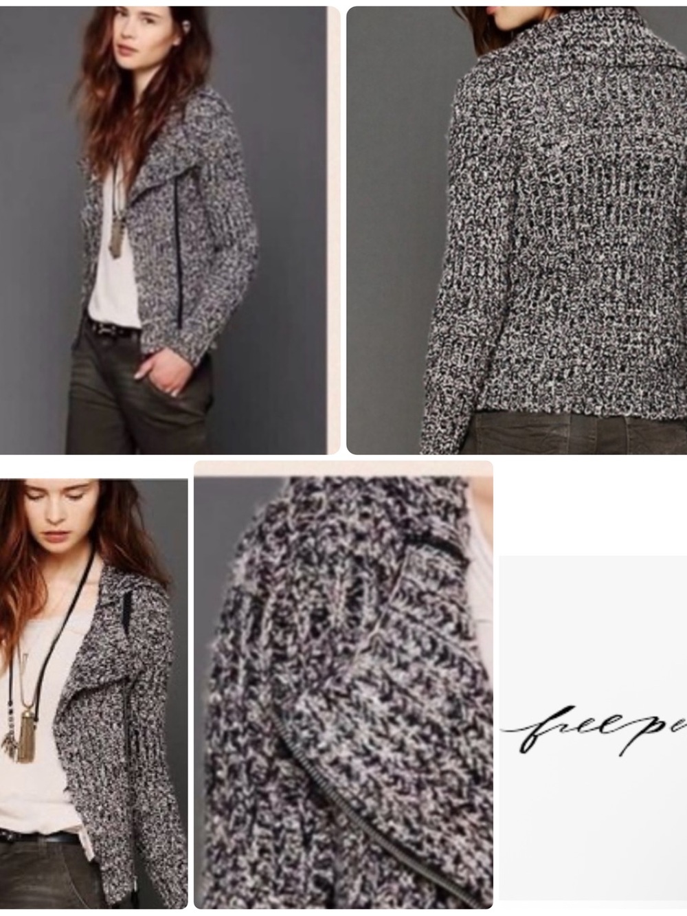 Free People | Marled Knit Moto Zip Sweater